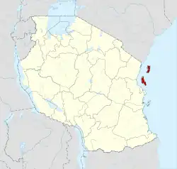 Location of Zanzibar within Tanzania
