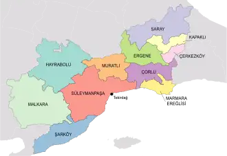 Districts of Tekirdağ Province