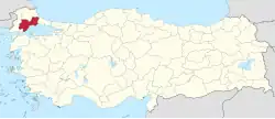 Location of the province within Turkey