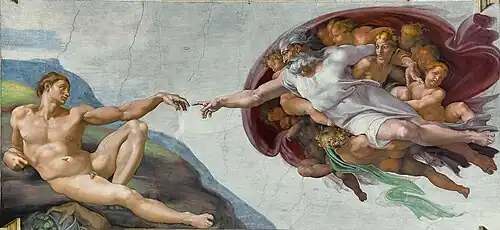 Michelangelo's "The Creation of Adam" on the Sistine Chapel ceiling