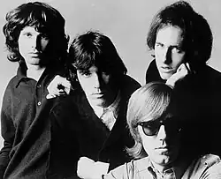 The Doors c. 1966. From left to right: Jim Morrison, John Densmore, Ray Manzarek and Robby Krieger