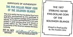 The Five Dollar Proof Coin of the Solomon Islands 24 October 1977