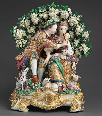 The Music Lesson; by the Chelsea porcelain factory; c.1765; soft-paste porcelain; 39.1 × 31.1 × 22.2&nbsp;cm; Metropolitan Museum of Art