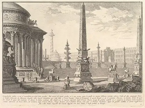 The ancient Capitol ascended by approximately one hundred steps . . .; by Giovanni Battista Piranesi; c.1750; etching; size of the entire sheet: 33.5 × 49.4&nbsp;cm; Metropolitan Museum of Art, New York City
