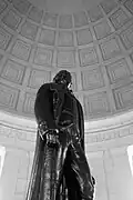 Bronze statue and dome ceiling