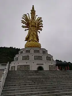 Statue of Qianshou Qianyan Guanyin at Miyin Temple in Ningxiang, Hunan, China.