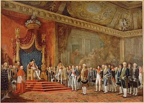 Napoleon on his throne at the Tuileries Palace, 1810