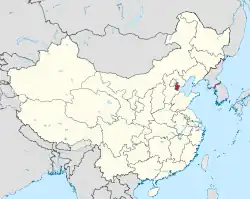 Location of Tianjin Municipality within China