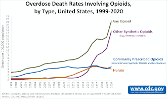 U.S. overdose deaths involving all opioids. Deaths per 100,000 population.[39]