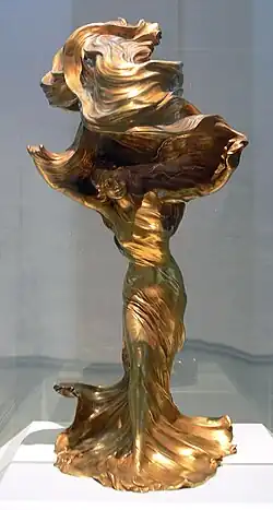 Table Lamp by François-Raoul Larche in gilt bronze, with the dancer Loïe Fuller as model (1901)