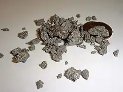 Rough pieces of shiny metal