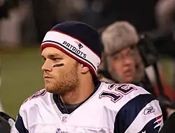 Brady at the sideline in his uniform