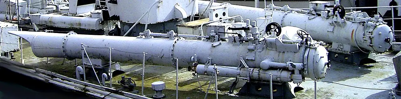Rear torpedo tube of a former German Jaguar class Schnellboot (MTB)