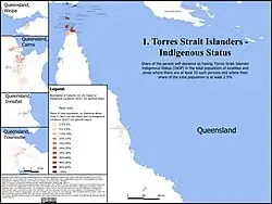 Geographical distribution of people with Torres Strait Islander Indigenous status[51]
