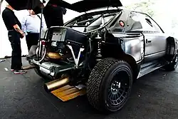 The 222D's engine bay exposed