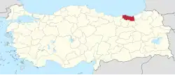 Location of the province within Turkey