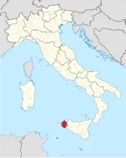 Map highlighting the location of the province of Trapani in Italy