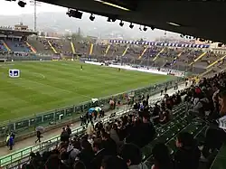 View of the old Curva Nord from the Tribuna Giulio Cesare at the Bergamo stadium in 2012