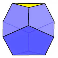Truncated triangular trapezohedron, also called Dürer's solid: Obtained by truncating two opposite corners of a cube or rhombohedron, this has six pentagon faces and two triangle faces.[23]
