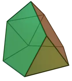 Tridiminished icosahedron: Another Johnson solid, obtained by removing three pentagonal pyramids from a regular icosahedron, resulting in three pentagonal and five triangular faces.[19]