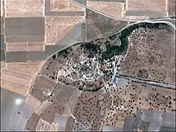 The west side of Troy Ridge. The road from Tevfikiye enters from the right.