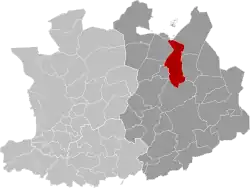 Location of Turnhout in the province of Antwerp