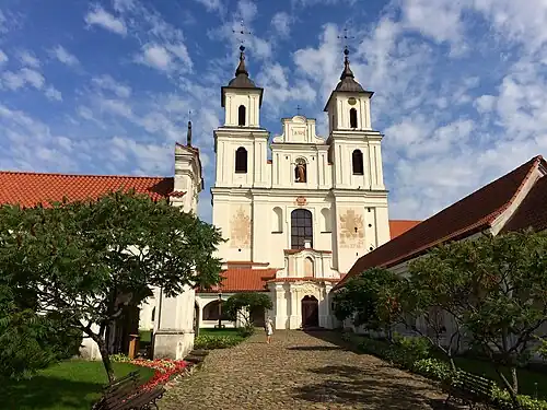 Church of the Blessed Virgin Mary in Tytuvėnai with a Late Baroque twin-tower façade (completed in 1735)[32]