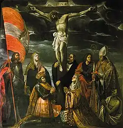 A 17th-century depiction of Władysław II Jagiełło and Jadwiga of Poland by the cross by Tommaso Dolabella