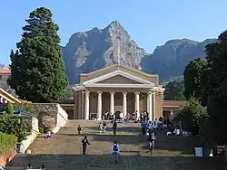 The famous steps on Upper Campus leading up to the Sarah Baartman Hall, nicknamed the "Jammie steps" (after the former Jameson Hall name)
