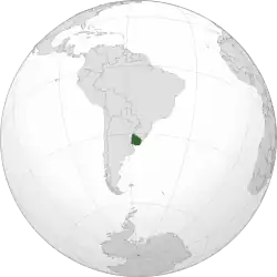 Location of&nbsp;Uruguay&nbsp;(dark green) in South America