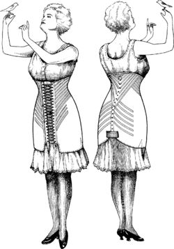 A longline hip-slimming corset, 1917
