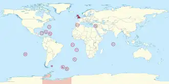 Location of the United Kingdom and the British Overseas Territories