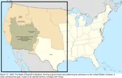 Map of the change to the United States in central North America on March 12, 1849