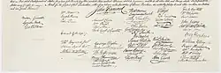 In relation to the other signatures, Hancock's is at the top and center.