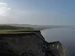 In some locations, the Volga has a rocky west bank.