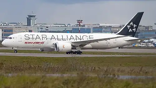 An Air India Boeing 787-8 in the present-day Star Alliance livery.
