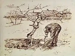Vincent van Gogh – Man Digging in the Orchard (print), 1883
