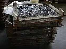 Vanilla seedpods drying