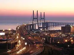 The Vasco da Gama Bridge crosses the Tagus from Parque das Nações to Montijo