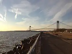 View northwest at the Verrazzano–Narrows Bridge, as seen from Brooklyn during sunset