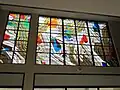 Stained glass window of the Tourist Office, represents microscopic structure of carbon