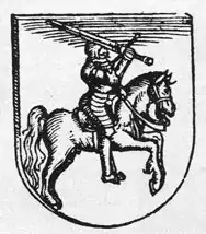 Vytis (Waykimas) in the atlas Cosmographia universalis by Sebastian Münster, 1544