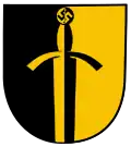 Coberg coat of arms showing vertical sword with swastika pommel