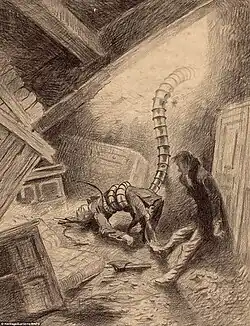 Martians grab the curate with a mechanical tentacle (Henrique Alvim Corrêa 1906)
