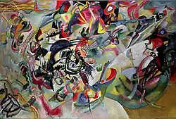 Composition VII; by Wassily Kandinsky; 1913; oil on canvas; 2 x 3 m; Tretyakov Gallery (Moscow, Russia)[267]