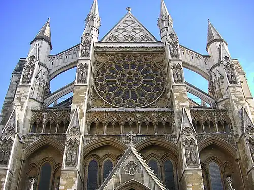 North transept and rose window with flying buttresses