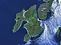 Satellite image of Islay (left) and the southern part of Jura (top right)