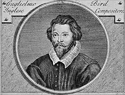 Engraving of a man with a curled moustache, ruffle and long hair.