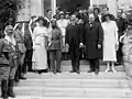 The Emir with Sir Herbert Samuel and Mr. and Mrs. Winston Churchill at Government House reception in Jerusalem, 28 March 1921