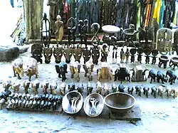 Carvings for sale at Mombasa beach, Kenya